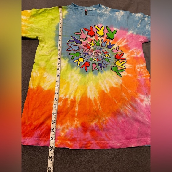 PLAYBOY Bunny / Tie Dye Graphic T-Shirt Adult Small. Rabbit Head. Rainbow. Swirl - Picture 4 of 7